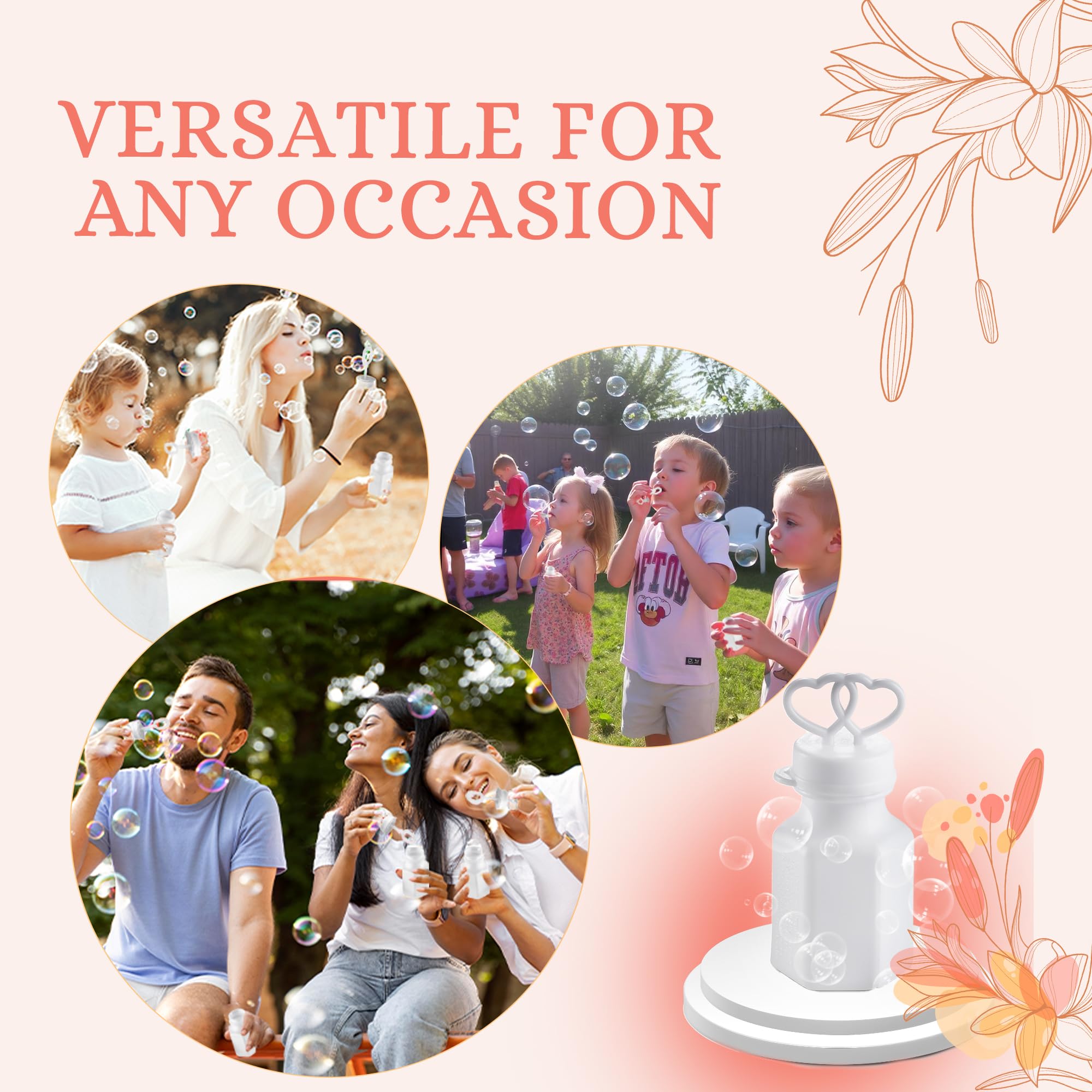 Wedding Bubbles with Wands - Bulk Mini Double Heart Top Bubbles for Wedding Send Off, Bridal Party Favors, Engagement, Anniversary Celebrations, Toy Gifts for Kids, Boys or Girls